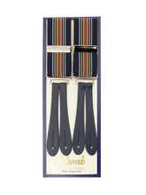 Navy & Salmon Stripe 1940s Style Braces with Leather Loops